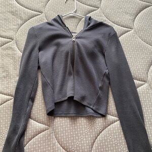 hollister waffle zip up